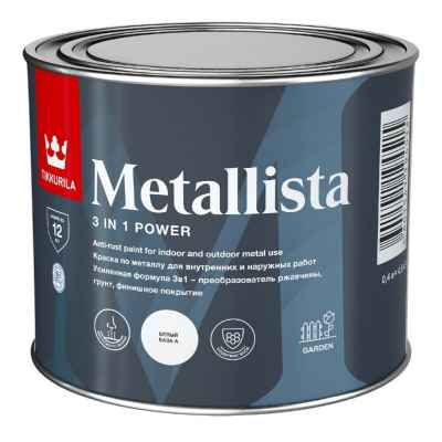 Краска по ржавчине 3 в 1 Tikkurila Metallista гладкая серебряная (2,5л)