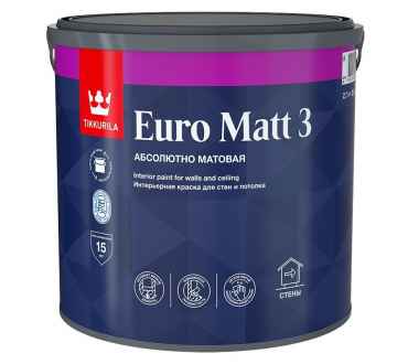 Tikkurila Euro Matt 3 Краска для отделки стен и потолков белая (2,7л)
