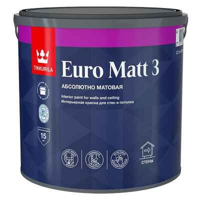 Tikkurila Euro Matt 3 Краска для отделки стен и потолков белая (0,9л)