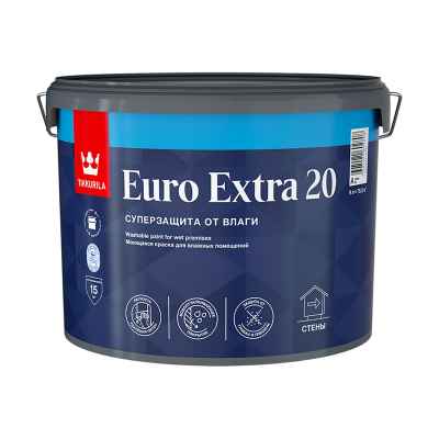 Tikkurila Euro Extra 20 Краска моющаяся для влажных помещений (9л)