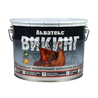 Антисептик для дерева лессирующий Акватекс Викинг белый (9л)