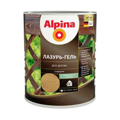 Защитная лазурь-гель для дерева Alpina, 9 л, орех