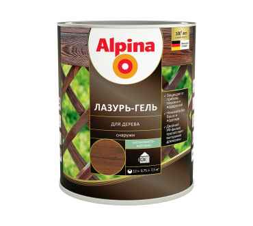 Защитная лазурь-гель для дерева Alpina, 9 л, палисандр