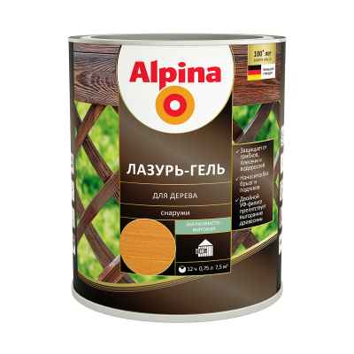 Защитная лазурь-гель для дерева Alpina, 9 л, рябина