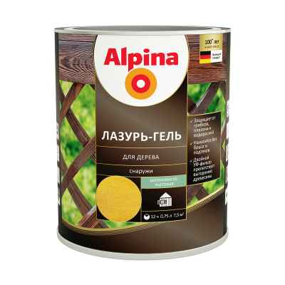 Защитная лазурь-гель для дерева Alpina, 9 л, сосна
