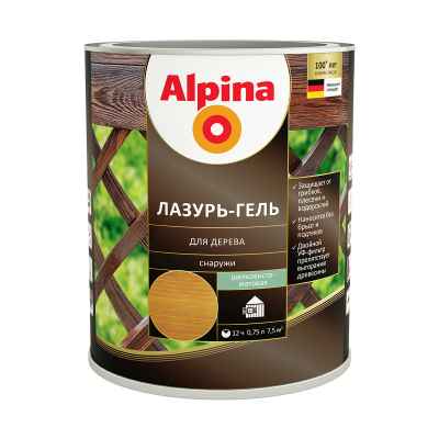 Защитная лазурь-гель для дерева Alpina, 9 л, тик