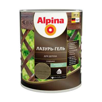 Защитная лазурь-гель для дерева Alpina, 9 л, черная
