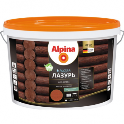 Защитная лазурь для дерева Alpina Аква, 10 л, махагон