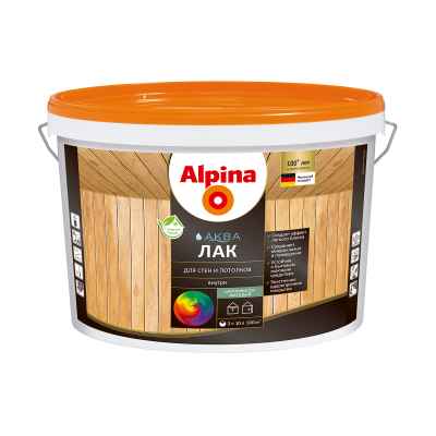 Лак для стен и потолков Alpina Аква, акриловый, матовый, 10 л