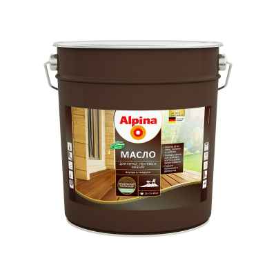 Масло для террас  Alpina, глянцевое, 9 л, бразильский палисандр