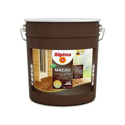 Масло для террас  Alpina, глянцевое, 9 л, орех макадамия