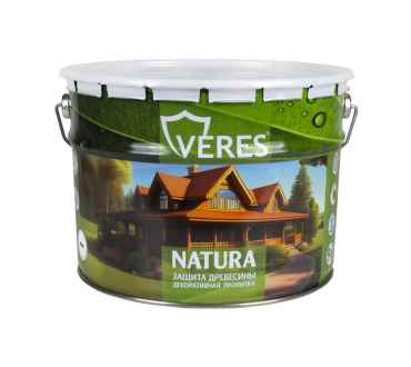 Пропитка для дерева Veres Natura, полуматовая, 9 л, белая