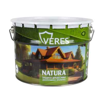 Пропитка для дерева Veres Natura, полуматовая, 9 л, тик
