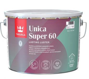 Tikkurila Unica Super 60 Износостойкий уретано-алкидный лак для деревянных поверхностей полуглянцевый (9л)