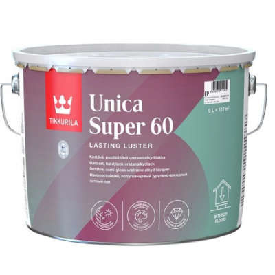 Tikkurila Unica Super 60 Износостойкий уретано-алкидный лак для деревянных поверхностей полуглянцевый (2,7л)