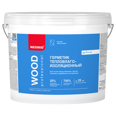 Герметик межшовный Neomid Теплый дом Wood Professional белый 15 кг