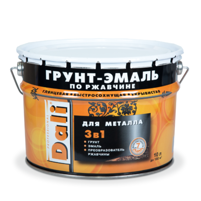 Грунт-эмаль по ржавчине Dali 3 в 1 гладкая зеленая (Ral 6029) 10л