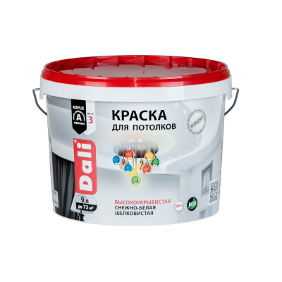 Краска акриловая Dali для потолков снежно-белая (9л)