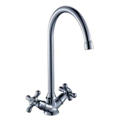 Смеситель для кухни двухрычажный Rossinka H02-72 высокий поворотный излив 260мм