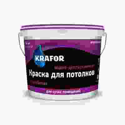 Краска KRAFOR для потолков супербелая водно-дисперсионная акриловая (14кг)