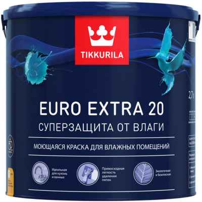 Tikkurila Euro Extra 20 Краска моющаяся для влажных помещений (2,7л)