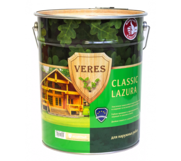 Veres Classic Lazura декоративно-защитная лессирующая пропитка для древесины №17 золотой бор (9л)