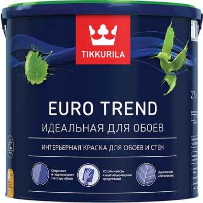 Краска интерьерная для обоев и стен Tikkurila Euro Trend база А (9л)