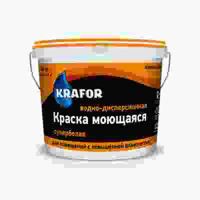 Краска KRAFOR интерьерная моющаяся супербелая водно-дисперсионная латексная (40кг)