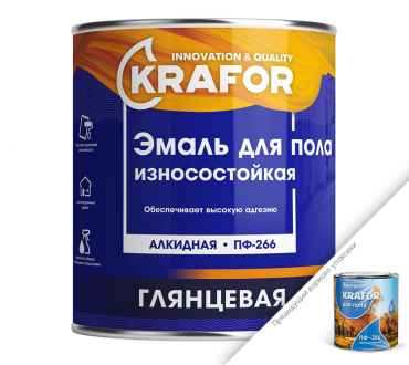 Эмали для пола алкидная ПФ-266 Krafor желто-коричневая (20кг)