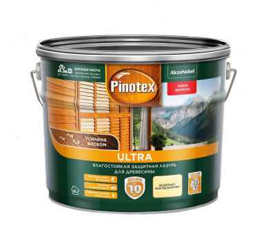 Pinotex Ultra пропитка для защиты древесины белый 9л