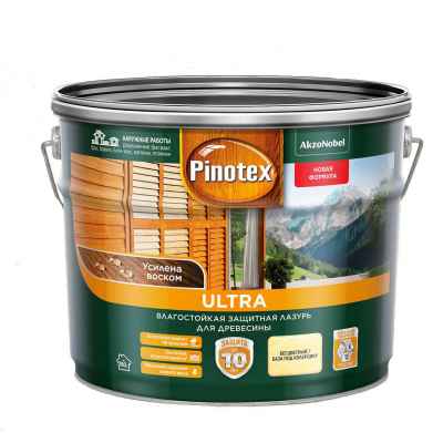 Лазурь для защиты древесины Pinotex Ultra бесцветная 9л